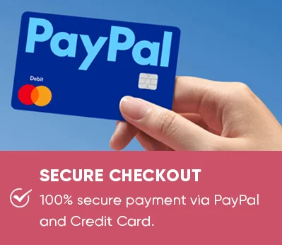Secure Checkout - 100% secure payment via PayPal and Credit Card.